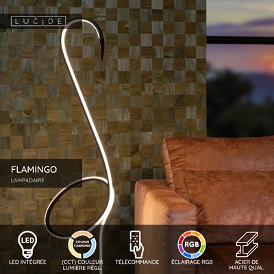 Lucide FLAMINGO - Lampadaire - LED - Rvb - Multicolor